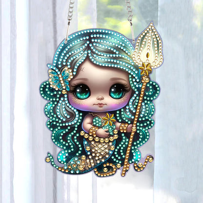 Acrylic Single-Sided 5D DIY Diamond Painting Hanging Pendant (Mermaid Girl)