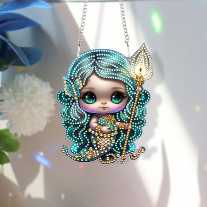 Acrylic Single-Sided 5D DIY Diamond Painting Hanging Pendant (Mermaid Girl)