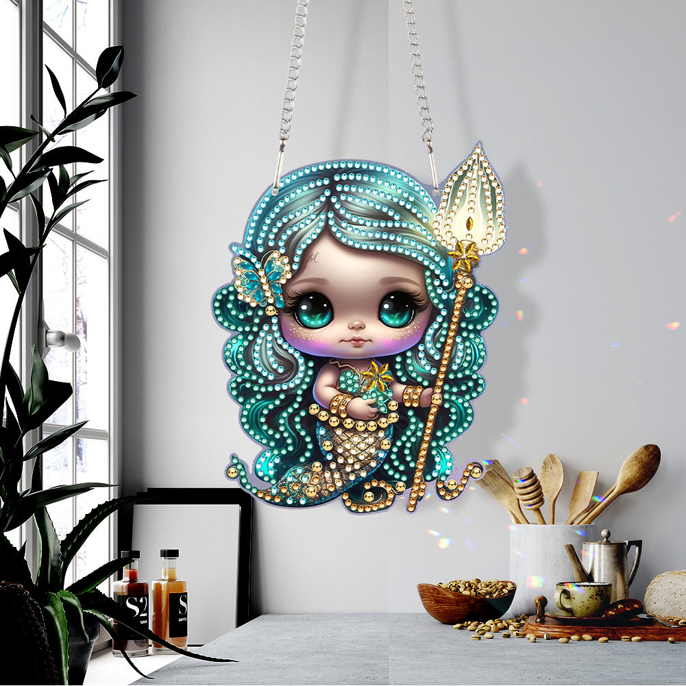 Acrylic Single-Sided 5D DIY Diamond Painting Hanging Pendant (Mermaid Girl)