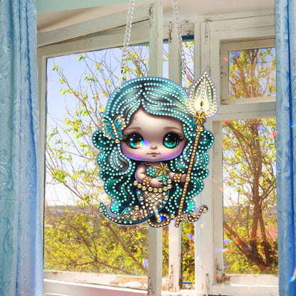 Acrylic Single-Sided 5D DIY Diamond Painting Hanging Pendant (Mermaid Girl)