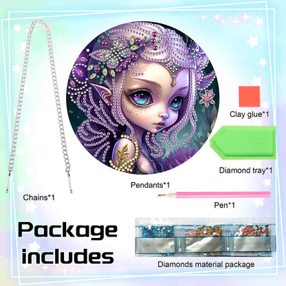 Acrylic Single-Sided 5D DIY Diamond Painting Hanging Pendant(Purple-Haired Girl)