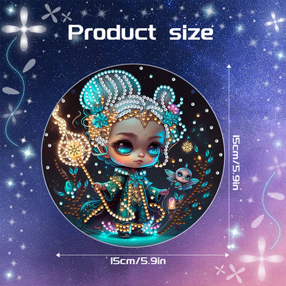 Acrylic Single-Sided Diamond Painting Hanging Pendant (Girl and Magic Wand)