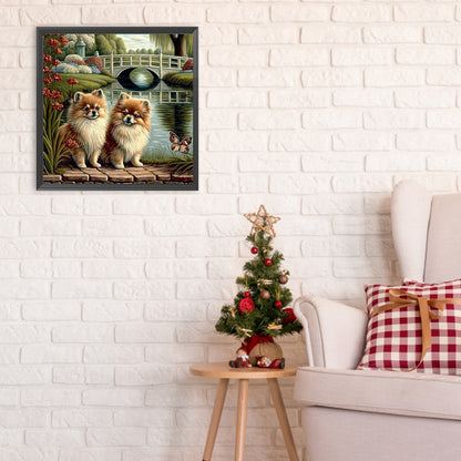 Puppy In The Park - Full Round Drill Diamond Painting 30*30CM