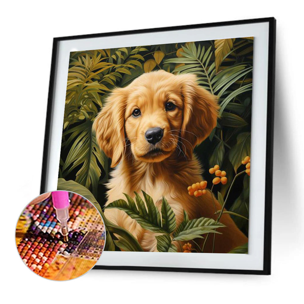 Golden Retriever Puppy - Full Round Drill Diamond Painting 30*30CM