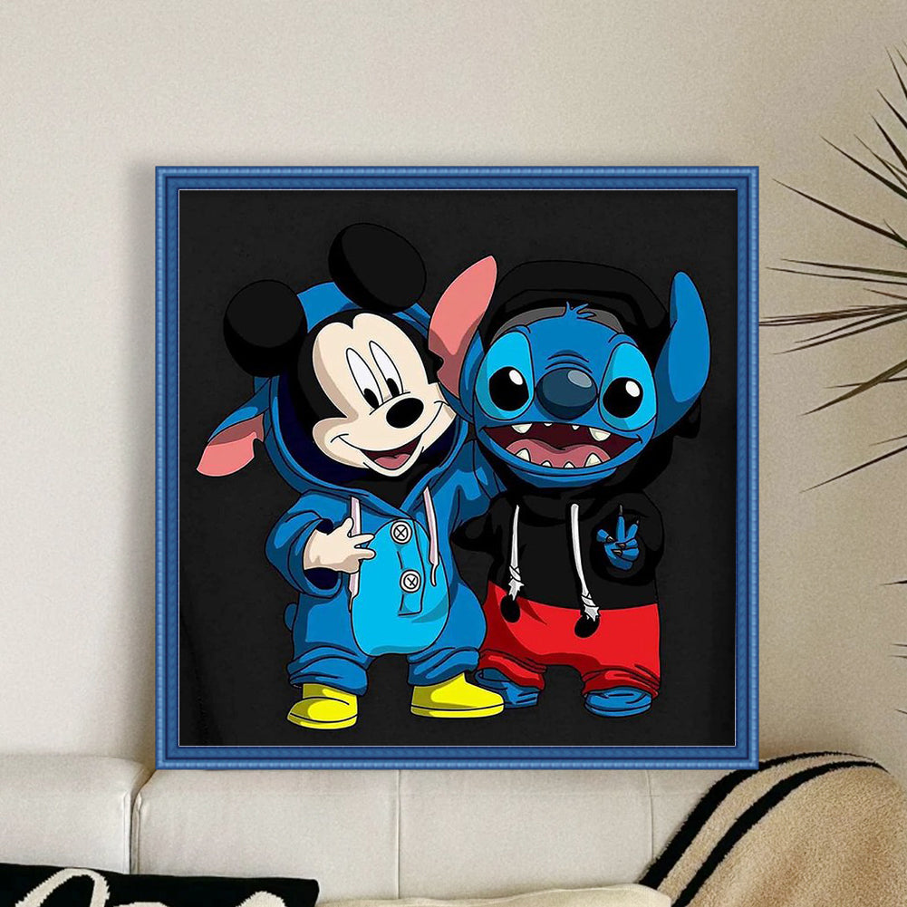 Mickey Mouse And Stitch - 11CT Stamped Cross Stitch 40*40CM