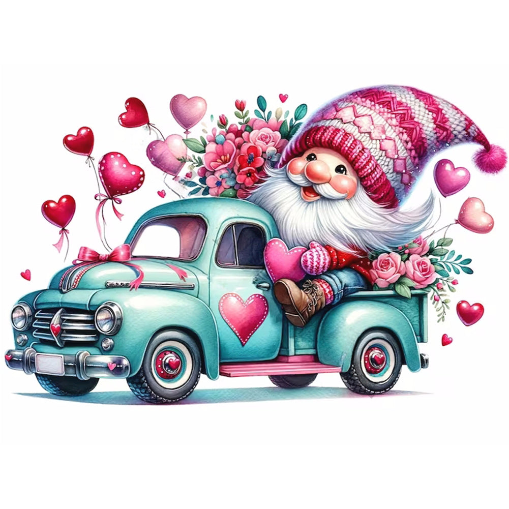 Valentine'S Day Float Gnome - Full Round Drill Diamond Painting 40*30CM
