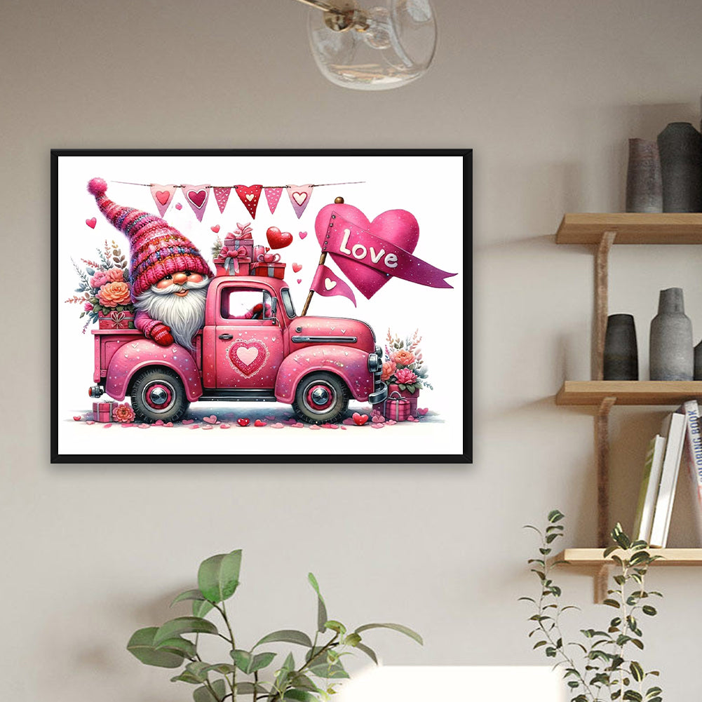 Valentine'S Day Float Gnome - Full Round Drill Diamond Painting 40*30CM