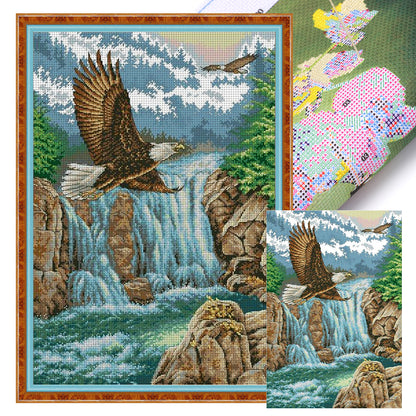 Waterfall Eagle - 11CT Stamped Cross Stitch 50*70CM