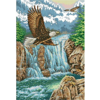 Waterfall Eagle - 11CT Stamped Cross Stitch 50*70CM
