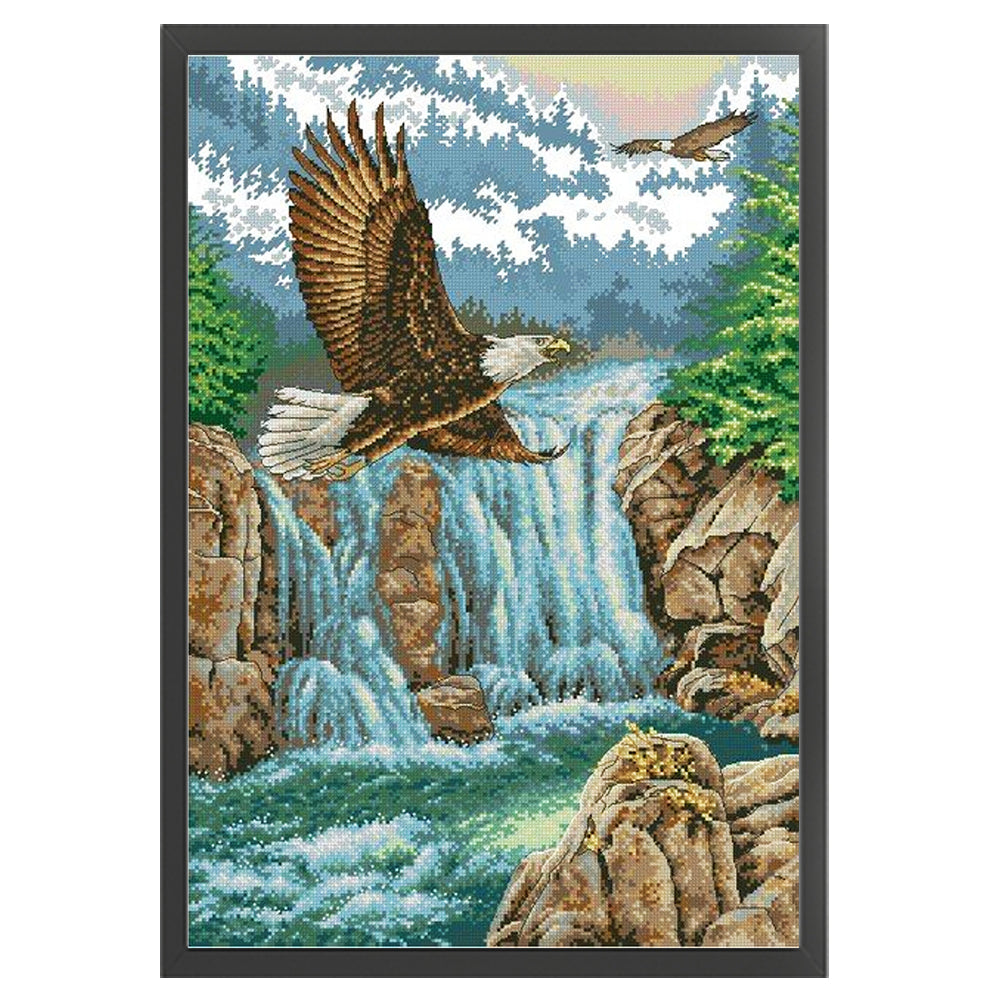Waterfall Eagle - 11CT Stamped Cross Stitch 50*70CM