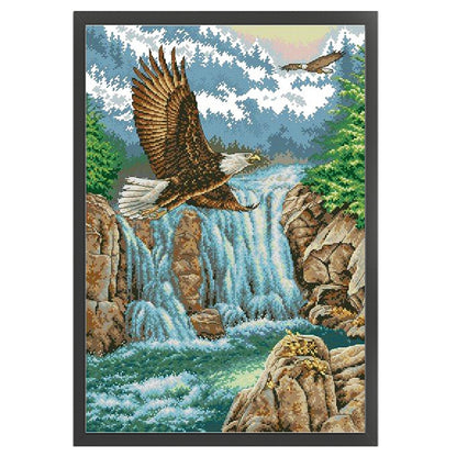 Waterfall Eagle - 11CT Stamped Cross Stitch 50*70CM