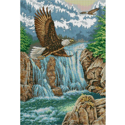 Waterfall Eagle - 11CT Stamped Cross Stitch 50*70CM