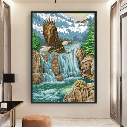 Waterfall Eagle - 11CT Stamped Cross Stitch 50*70CM