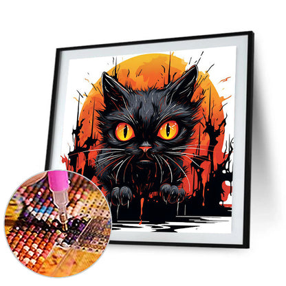 Black Cat - Full Round Drill Diamond Painting 30*30CM