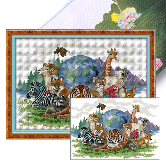 Animal World(3) - 11CT Stamped Cross Stitch 70*54CM(Joy Sunday)