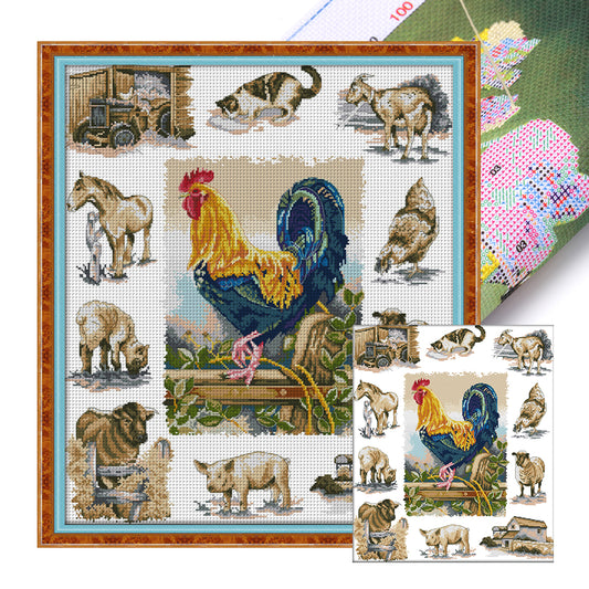 Domesticated Animals - 11CT Stamped Cross Stitch 66*75CM(Joy Sunday)