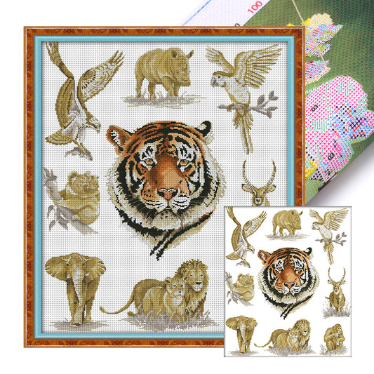 King Of Animals - 11CT Stamped Cross Stitch 66*77CM(Joy Sunday)