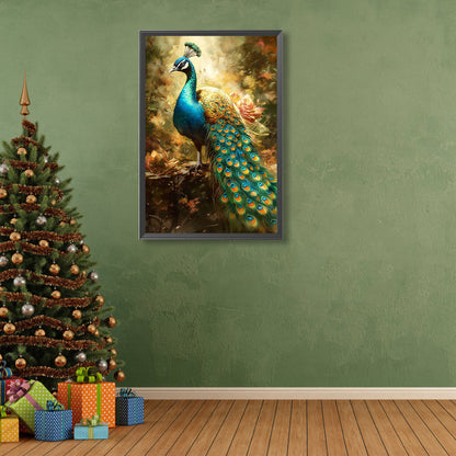 Peacock And Flowers - Full Round Drill Diamond Painting 40*60CM
