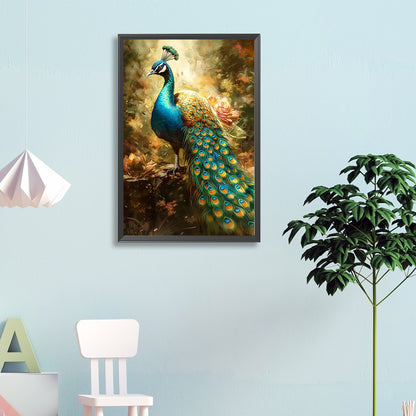 Peacock And Flowers - Full Round Drill Diamond Painting 40*60CM