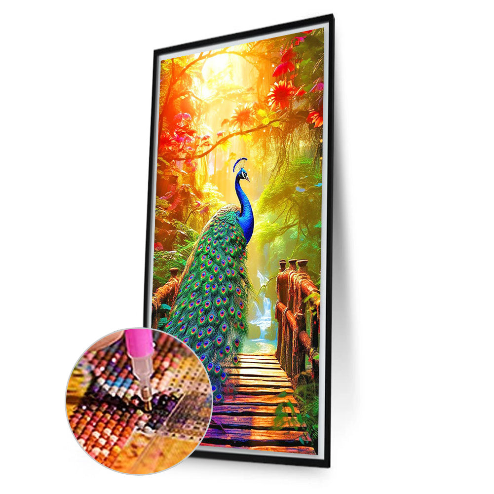 Peacock Under The Scorching Sun - Full Round Drill Diamond Painting 40*70CM