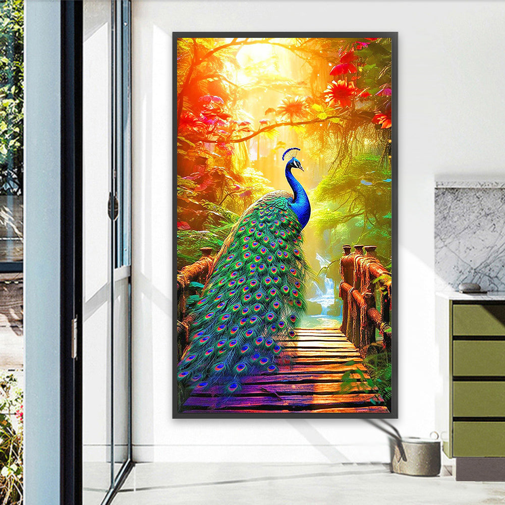 Peacock Under The Scorching Sun - Full Round Drill Diamond Painting 40*70CM