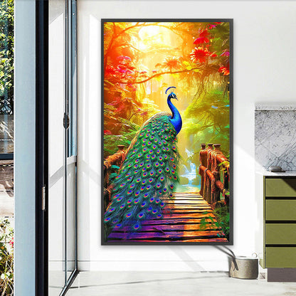 Peacock Under The Scorching Sun - Full Round Drill Diamond Painting 40*70CM