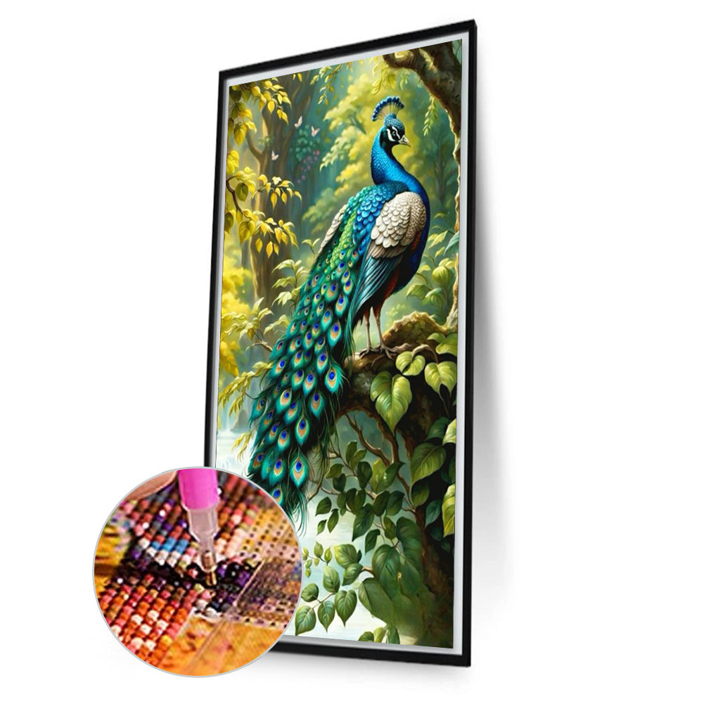Peacock On The Tree - Full Round Drill Diamond Painting 40*70CM