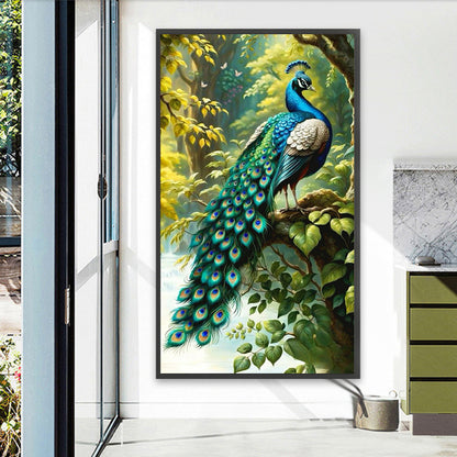 Peacock On The Tree - Full Round Drill Diamond Painting 40*70CM