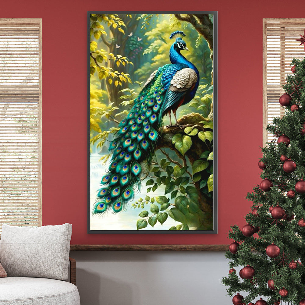 Peacock On The Tree - Full Round Drill Diamond Painting 40*70CM