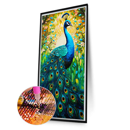 Peacock In Painting - Full Round Drill Diamond Painting 40*70CM