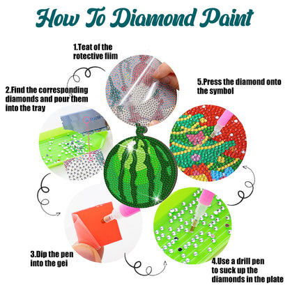 8 Pcs Acrylic Diamond Painting Coasters Kits with Holder for Beginner (Fruit)