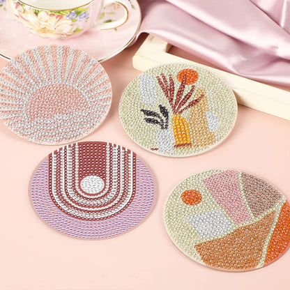 8 Pcs Acrylic Diamond Painting Coasters Kit with Holder for Beginner (Geometric)