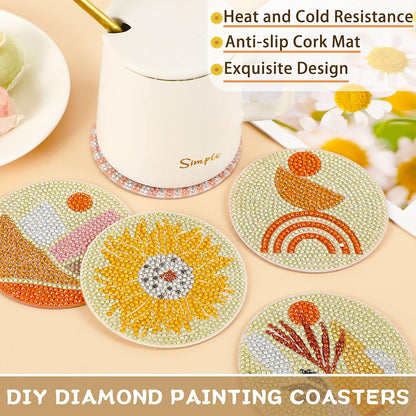 8 Pcs Acrylic Diamond Painting Coasters Kit with Holder for Beginner (Geometric)