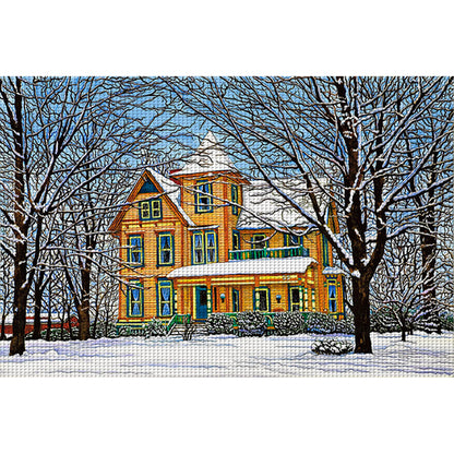 Snow Cabin - 11CT Stamped Cross Stitch 70*50CM