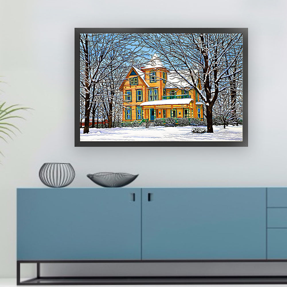 Snow Cabin - 11CT Stamped Cross Stitch 70*50CM