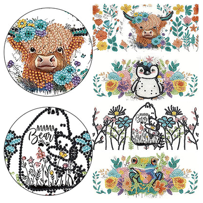 4 Pcs Rhinestone Stickers Cartoon Diamond Painting Sticker for Cup (Animal)