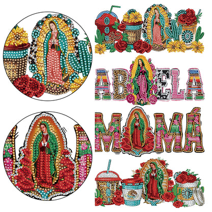 4 Pcs Rhinestone Stickers Diamond Painting Sticker for Cup (Virgin Mary)