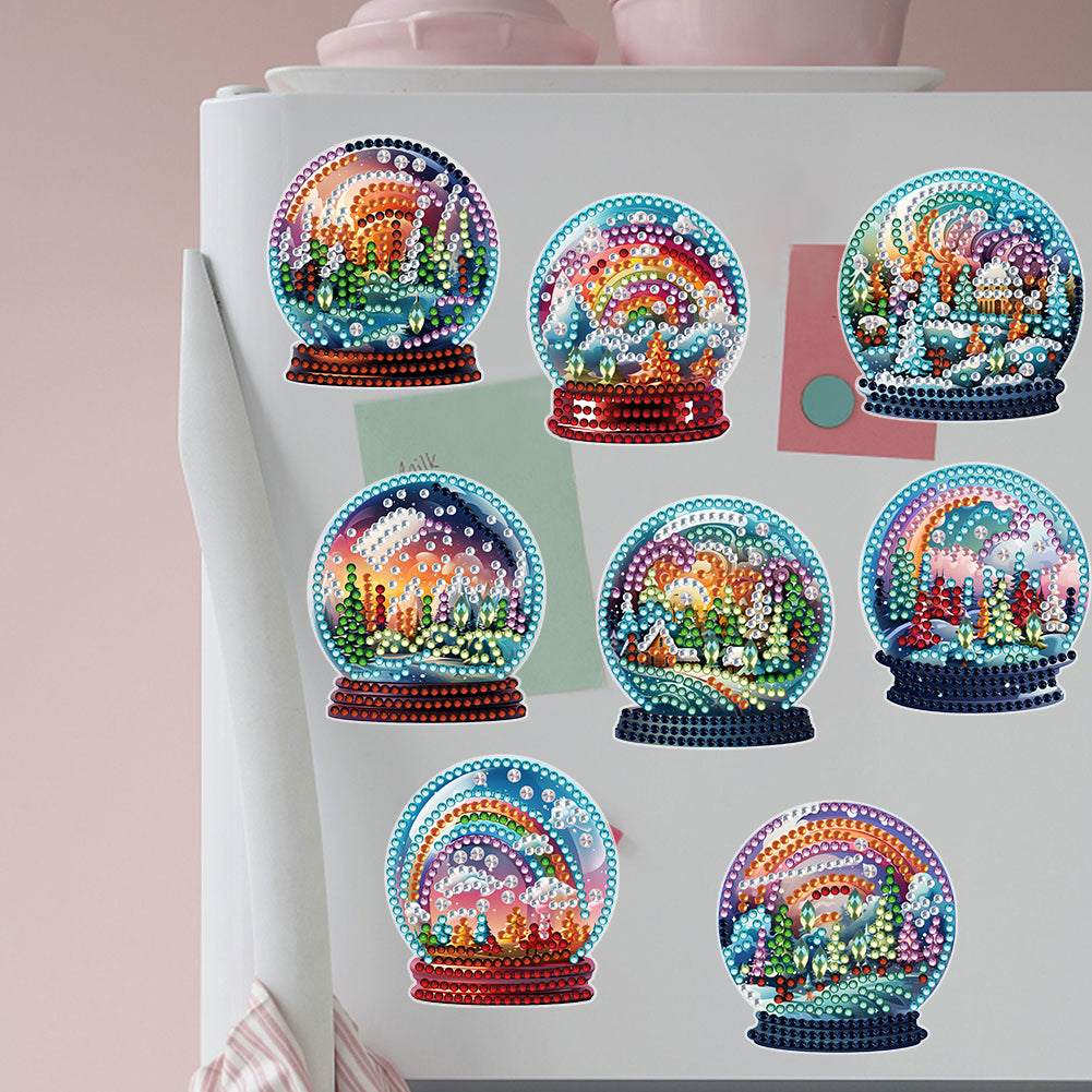 8 Pcs Diamond Painting Magnets Refrigerator for Adult Kid (Rainbow Crystal Ball)