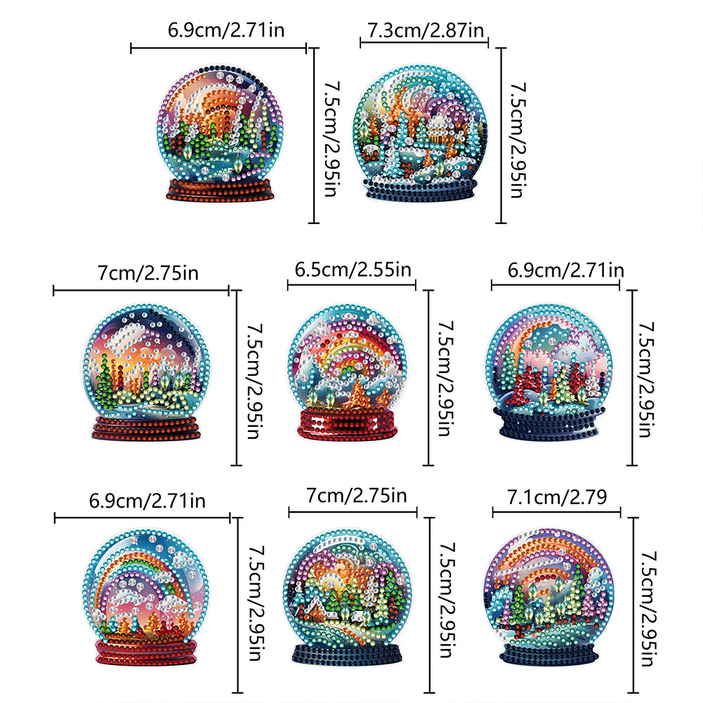 8 Pcs Diamond Painting Magnets Refrigerator for Adult Kid (Rainbow Crystal Ball)