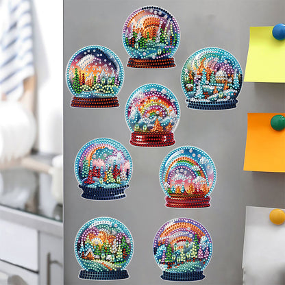 8 Pcs Diamond Painting Magnets Refrigerator for Adult Kid (Rainbow Crystal Ball)