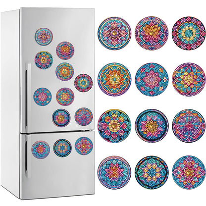 12 Pcs Diamond Painting Magnets Refrigerator for Adult Kid Beginners (Mandala)