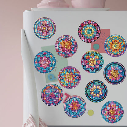 12 Pcs Diamond Painting Magnets Refrigerator for Adult Kid Beginners (Mandala)