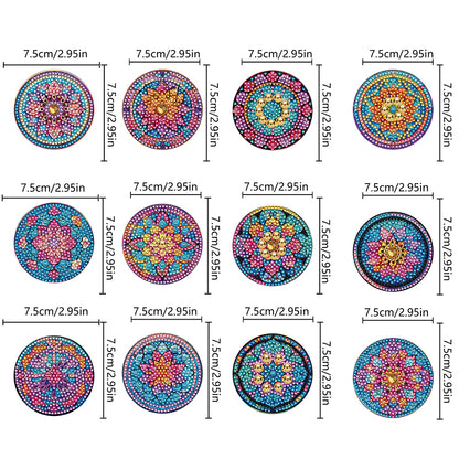 12 Pcs Diamond Painting Magnets Refrigerator for Adult Kid Beginners (Mandala)