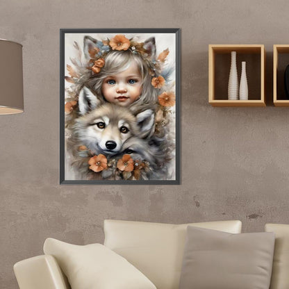 Cute Pet Girl - Full Round Drill Diamond Painting 30*40CM