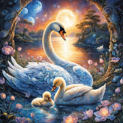 Swan - Full Round Drill Diamond Painting 30*30CM