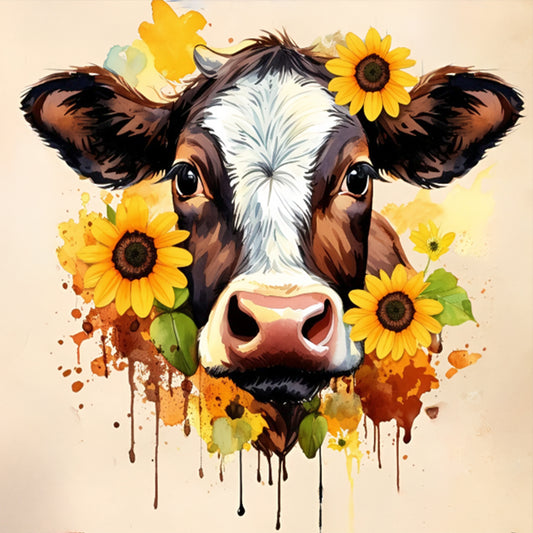 Sunflower Cow - Full Round Drill Diamond Painting 30*30CM