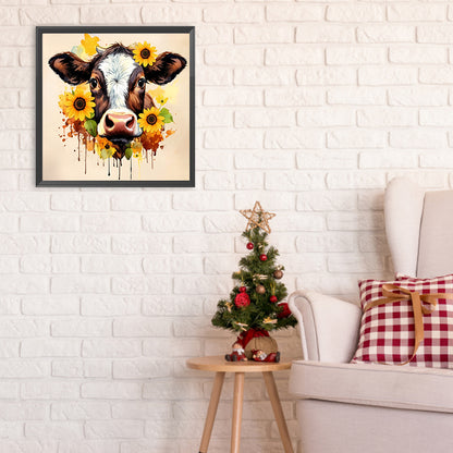 Sunflower Cow - Full Round Drill Diamond Painting 30*30CM