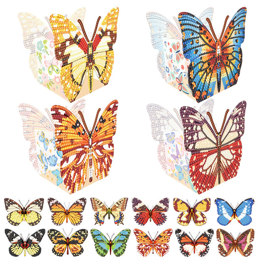 4 Pcs Diamond Painting Easter Party Decoration Boxes (12pcs Butterfly Sticker)