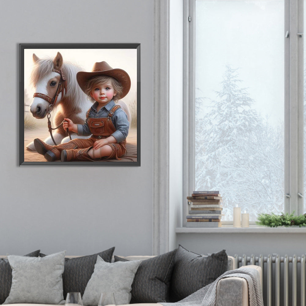 Cowgirl With Horse - Full Round Drill Diamond Painting 30*30CM