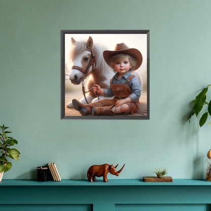 Cowgirl With Horse - Full Round Drill Diamond Painting 30*30CM